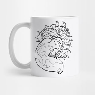 Scary Tongue Monster Horror Black Lineart Mug